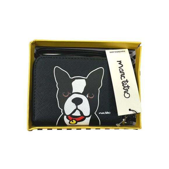 Marc Tetro Boston Terrier Saffiano Leather Zip Around Wristlet - 4.75” x 3.75” - Picture 5 of 6